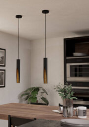 Eglo Barbotto Black & Gold Steel Modern Pendant Light - thumbnail 2