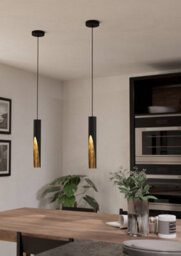 Eglo Barbotto Black & Gold Steel Modern Pendant Light - thumbnail 1