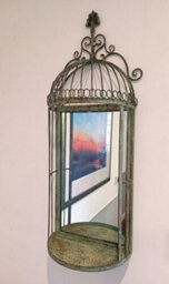 Inspirational Gifting Lovely Broughton Birdcage Mirror Display Shelf 70Cm Tall - thumbnail 2