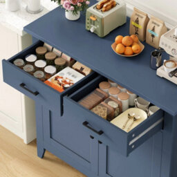 Blue 91Cm Sideboard With 2 Drawers & 2 Doors, Modern Kitchen Storage Cabinet - thumbnail 3