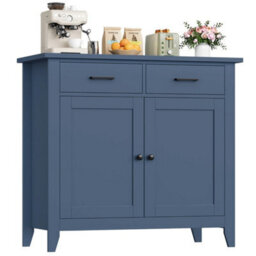 Blue 91Cm Sideboard With 2 Drawers & 2 Doors, Modern Kitchen Storage Cabinet - thumbnail 1