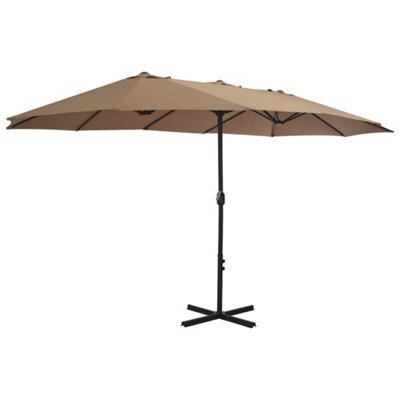 Berkfield Durable Outdoor Parasol With Aluminium Pole 460X270 Cm Taupe - image 1