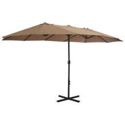Berkfield Durable Outdoor Parasol With Aluminium Pole 460X270 Cm Taupe - thumbnail 1