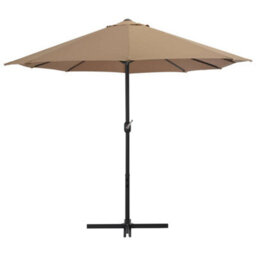 Berkfield Durable Outdoor Parasol With Aluminium Pole 460X270 Cm Taupe - thumbnail 4