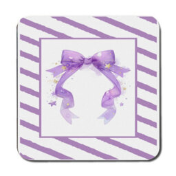 Benjamin Tate Design Placemat And Coaster Set With Wood Base Purple Ribbon Designer Artwork Limited Edition - thumbnail 3