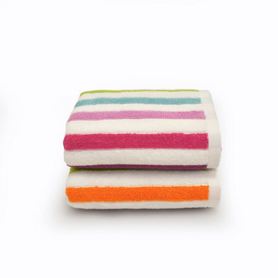Allure Bath Fashions Cali Multicoloured Striped Hand Towels - Pack Of 2 - image 1