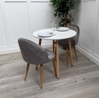 Life Interiors Lucia Dining Set With Round Table And Set Of 2 Lucia Velvet Dining Chairs - image 1