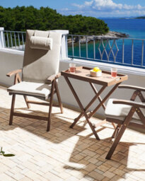 Beliani Set Of 2 Garden Chairs With Cushions Amantea Premium Acacia Wood Taupe - thumbnail 2