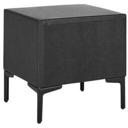 Wyld And Coco Glam Bedside Table Black Pu Leather Two Drawer Nightstand 44 X 38 Cm - thumbnail 5