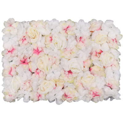 Neel Blue Artificial Flower Wall Backdrop Panel, 60Cm X 40Cm, White Jasmine & Pink Shade - image 1