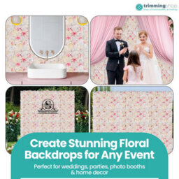 Neel Blue Artificial Flower Wall Backdrop Panel, 60Cm X 40Cm, White Jasmine & Pink Shade - thumbnail 9