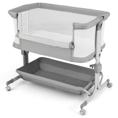 Costway Baby Bassinet Bedside Sleeper Bedside Crib W/ 6-Level Adjustable Height-Light Grey - image 1