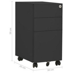 Vidaxl Mobile File Cabinet Anthracite 30X45X59 Cm Steel - thumbnail 3