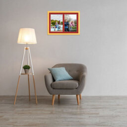 AK Frames 20X14 Mustard Yellow Modern Multi Photo Frame With Crimson Mount - Holds 2 Apertures (2X) A4 Photos - thumbnail 3
