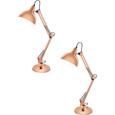 Set Of 2 Copper Adjustable Table Lamps With E27 Bulbs And Inline Switch - image 1