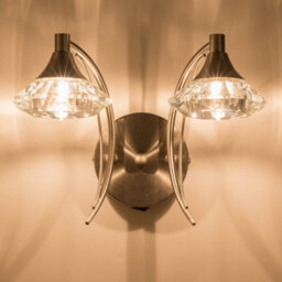 Harper Living Double Wall Light And Sconce, Satin Nickel Finish, Clear Glass Shades, G9 Bulb Cap - thumbnail 2