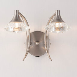 Harper Living Double Wall Light And Sconce, Satin Nickel Finish, Clear Glass Shades, G9 Bulb Cap - thumbnail 1