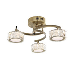 Pagazzi Lighting Dilan 3 Light Antique Brass Led Semi Flush Ceiling Light - thumbnail 1