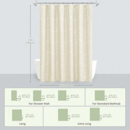 INHOUSOLU HOME DÉCOR Inhousolu Home Decor Stylish Boho Woven Shower Curtain Tufted Chevron Stripes Waterproof Washable - thumbnail 2