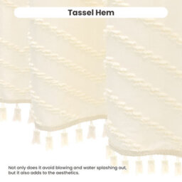 INHOUSOLU HOME DÉCOR Inhousolu Home Decor Stylish Boho Woven Shower Curtain Tufted Chevron Stripes Waterproof Washable - thumbnail 6