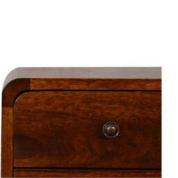 Wyld Haus Venzone Mini Chestnut Mango Wood Curved Bedside Table 2 Drawers - thumbnail 5