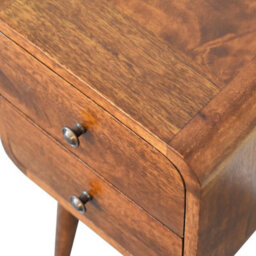 Wyld Haus Venzone Mini Chestnut Mango Wood Curved Bedside Table 2 Drawers - thumbnail 6