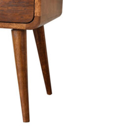 Wyld Haus Venzone Mini Chestnut Mango Wood Curved Bedside Table 2 Drawers - thumbnail 9