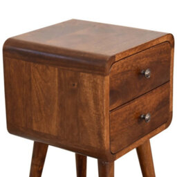 Wyld Haus Venzone Mini Chestnut Mango Wood Curved Bedside Table 2 Drawers - thumbnail 7