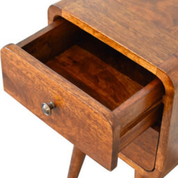 Wyld Haus Venzone Mini Chestnut Mango Wood Curved Bedside Table 2 Drawers - thumbnail 8