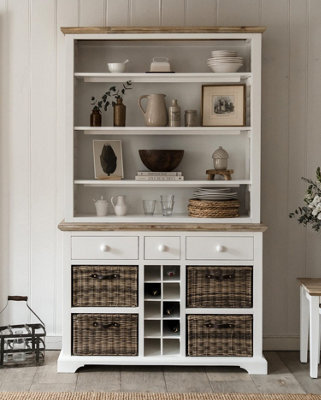 Statement Furniture Florence White Display Cabinet With Shelves, Wine Rack And Storage Baskets - image 1