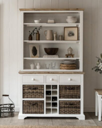 Statement Furniture Florence White Display Cabinet With Shelves, Wine Rack And Storage Baskets - thumbnail 1