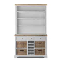 Statement Furniture Florence White Display Cabinet With Shelves, Wine Rack And Storage Baskets - thumbnail 5