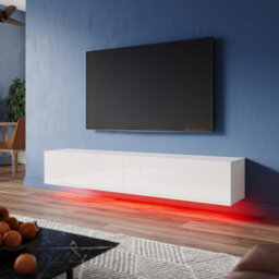 High Gloss 140Cm Floating Tv Unit Cabinet Wall Mounted Tv Stand With Led Lights - thumbnail 5