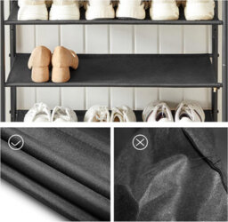 Songmics Shoe Display Stand 5 Tier, Slim Shoe Organizer With 4 Cloth Shelves And Upper Section, Industrial, Rustic Brown And Black - thumbnail 5