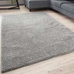 The Rugs Grey Soft Plain Design Fluffy Shaggy Rugs And Runners High Pile Living Room Kitchen Hallway 380 - thumbnail 1