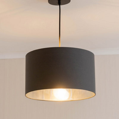 Valuelights Reni Charcoal & Silver Inner Drum Ceiling Lamp Shade (D)35Cm - image 1