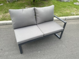 Fimous Aluminum Outdoor Garden Furniture Single Arm 2 Seater Sofa With Seat Cushion Left Side - thumbnail 2
