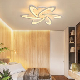 Darphe Modern Curved Windmill-Design Led Ceiling Light, Dimmable Metal & Acrylic Semi-Flush Mount