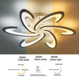 Darphe Modern Curved Windmill-Design Led Ceiling Light, Dimmable Metal & Acrylic Semi-Flush Mount - thumbnail 6