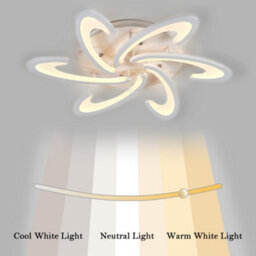 Darphe Modern Curved Windmill-Design Led Ceiling Light, Dimmable Metal & Acrylic Semi-Flush Mount - thumbnail 4