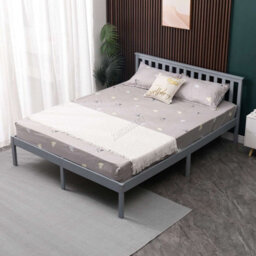 Westwood Double Bed Durable Solid Pine Frame Low Foot End Wood Slat Support Bedroom Grey