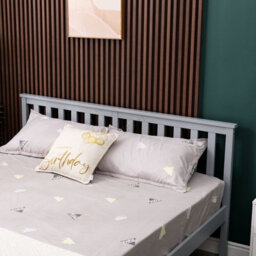Westwood Double Bed Durable Solid Pine Frame Low Foot End Wood Slat Support Bedroom Grey - thumbnail 8