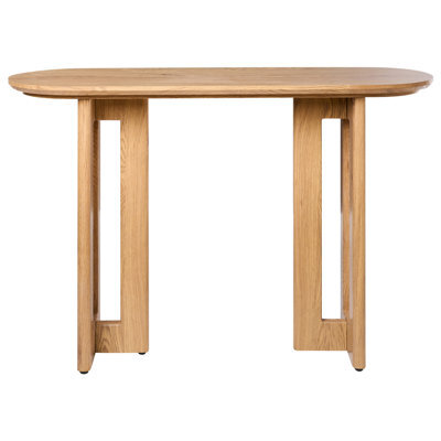 Wyld and Coco Casaluxe 120Cm Console Table Light Brown Mdf With Rattan Panel Legs - Slim Round Silhouette For Hallways And Living Rooms - image 1
