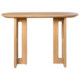 Wyld and Coco Casaluxe 120Cm Console Table Light Brown Mdf With Rattan Panel Legs - Slim Round Silhouette For Hallways And Living Rooms - thumbnail 1