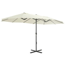 Berkfield Durable Outdoor Parasol With Aluminium Pole 460X270 Cm Sand - thumbnail 3