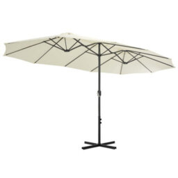 Berkfield Durable Outdoor Parasol With Aluminium Pole 460X270 Cm Sand - thumbnail 4