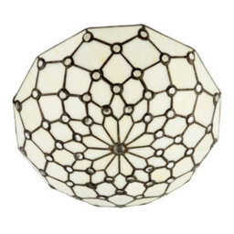 Happy Homewares White Toned And Clear Beaded Tiffany Glass Easy Fit Bowl Pendant Shade - thumbnail 5