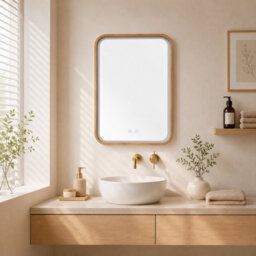 Thehotsale Wall-Mounted Bathroom Adjustable Led Vanity Mirror With Demister Natural Wood - thumbnail 1