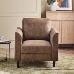 Furniturebox Uk Logan Brown Faux Leather Armchair - thumbnail 2