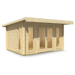 Lasita Maja Lasita Bingham 2 Log Cabin Pent Summer House - 3.99M X 3.09M - Modern Garden Summer House - Double Glazed - thumbnail 4